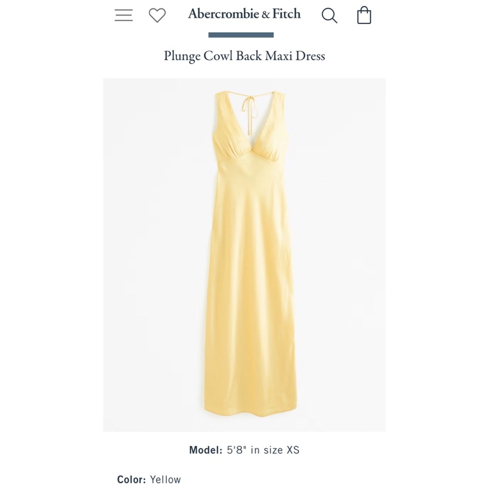 ABERCROMBIE Yellow Satin Cowl Back Dress